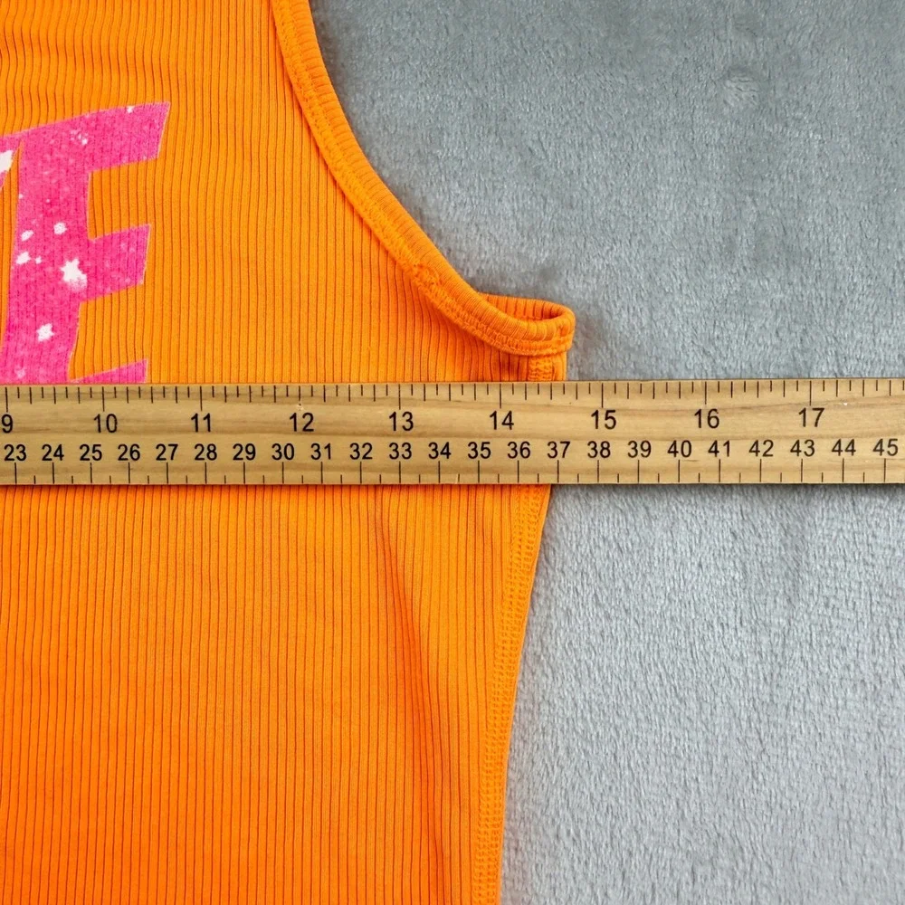 Nike Dri-Fit Orange Ribbed Racerback Tank Top Women's XL Pink Graphic Activewear